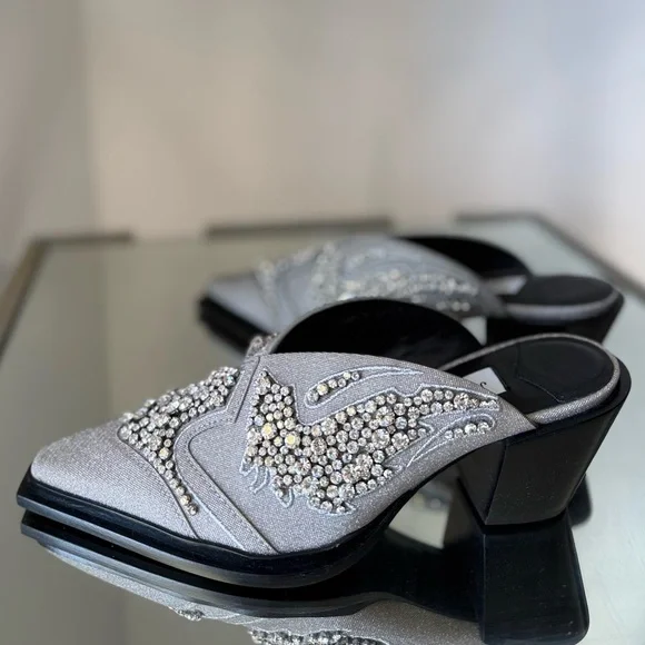 New JIMMY CHOO Cece Mule II 60 Silver Glitter Crystal Mules $2,995 37 - Picture 7 of 15